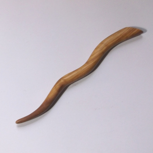 Olivewood wavy hairstick handmade by Natrual Craft for Longhaired Jewels